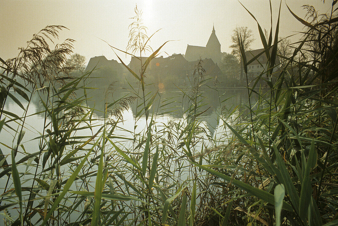 View towards the town of Moelln, Herzogtum Lauenburg, Lauenburg Lakes Nature Park, Schleswig-Holstein, Germany