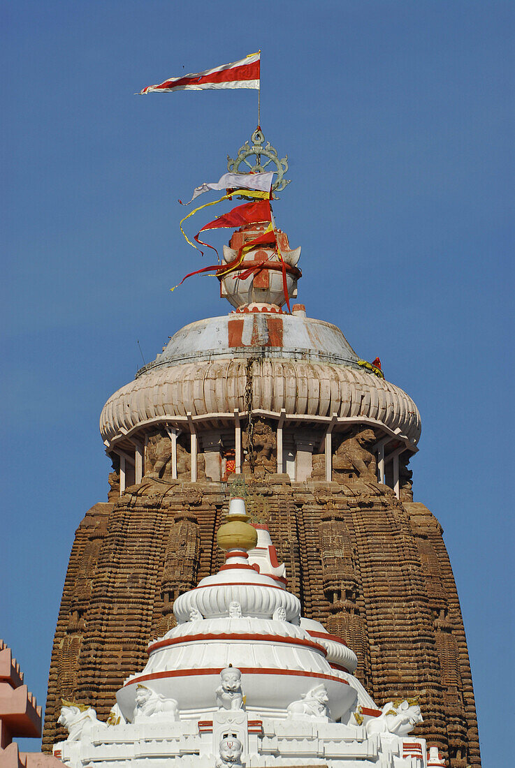 Tempelturm des Jagannatha Tempels im Sonnenlicht, Puri, Orissa, Indien, Asien