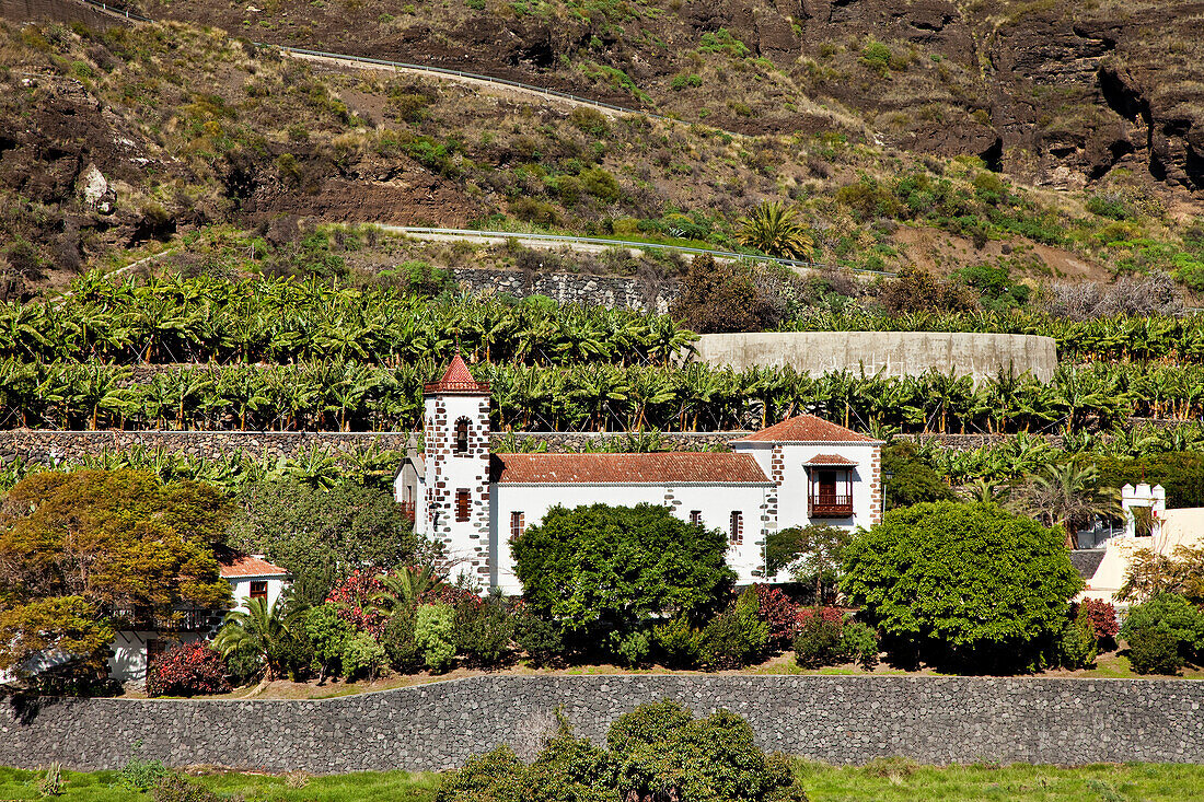 Pilgrimage church Eremita las Angustias in the sunlight, La Palma, Canary Islands, Spain, Europe