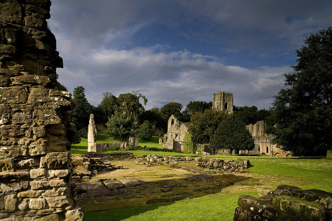 Fountains Abbey, Ripon, North Yorkshire, England, Great Britain, Europe, Fountains Abbey is one of the largest and best preserved Cistercian houses in England. It is a Grade I listed building and owned by the National Trust. It is a UNESCO World Heritage 