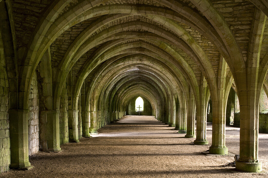 Fountains Abbey, Ripon, North Yorkshire, England, Great Britain, Europe, Fountains Abbey is one of the largest and best preserved Cistercian houses in England. It is a Grade I listed building and owned by the National Trust. It is a UNESCO World Heritage 