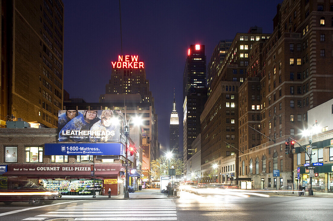 View towards Downtown Manhattan with Empire State Building, Ninth Avenue, New York, New York City, North America, USA