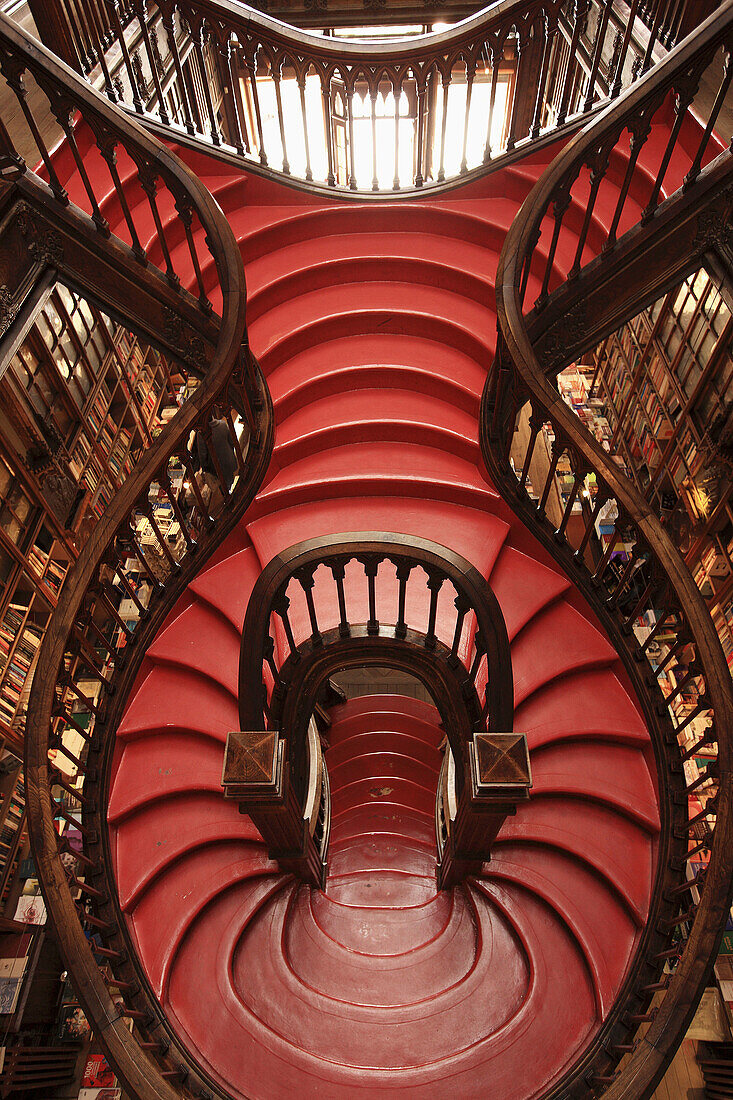 Staircase in Lello e Irmão bookstore, Porto, Portugal