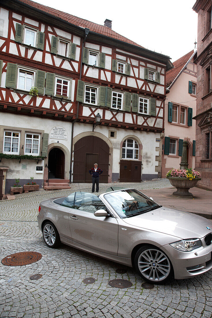 Convertible near House Beck, Gernsbach, Black Forest, Baden-Wuerttemberg, Germany