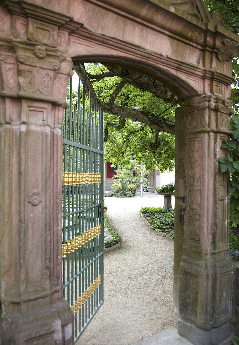 Main gate, Katz'sche Garten, Gernsbach, Black Forest, Baden-Wuerttemberg, Germany