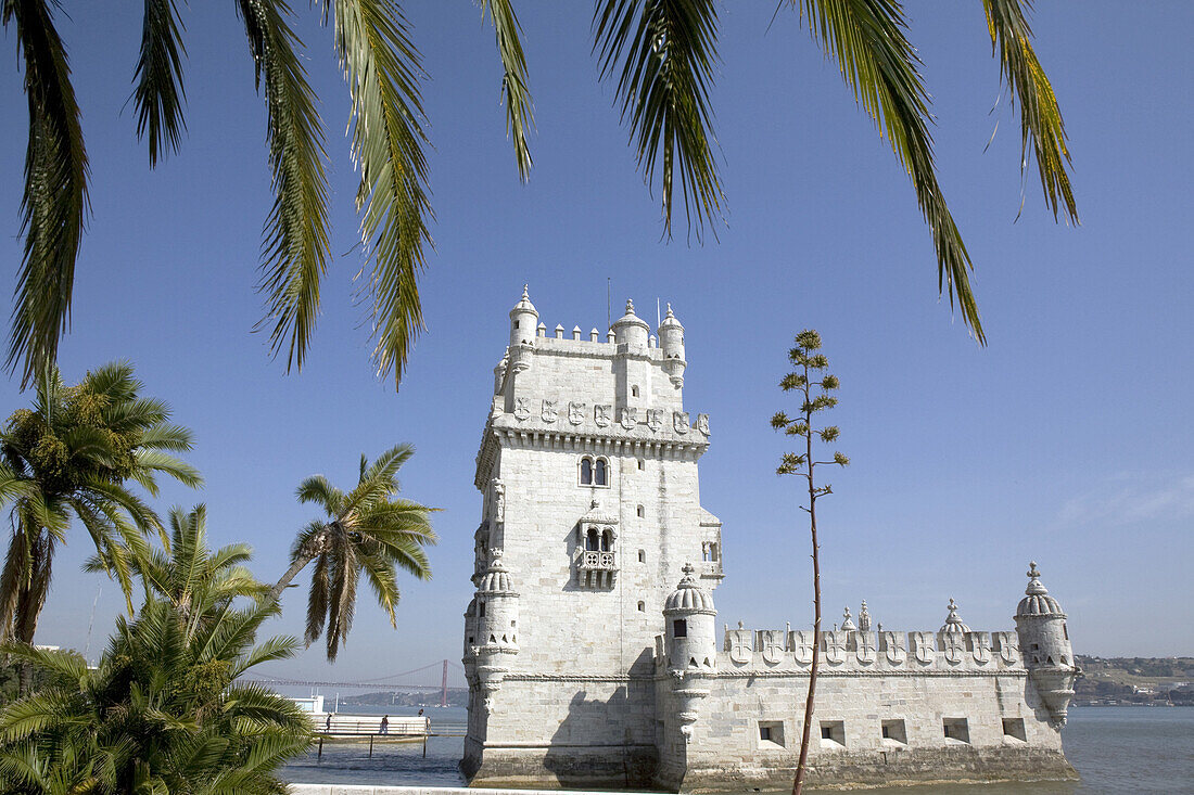 Torre de Belém, Tower of Belem on the river Tejo in Lisbon, Portugal