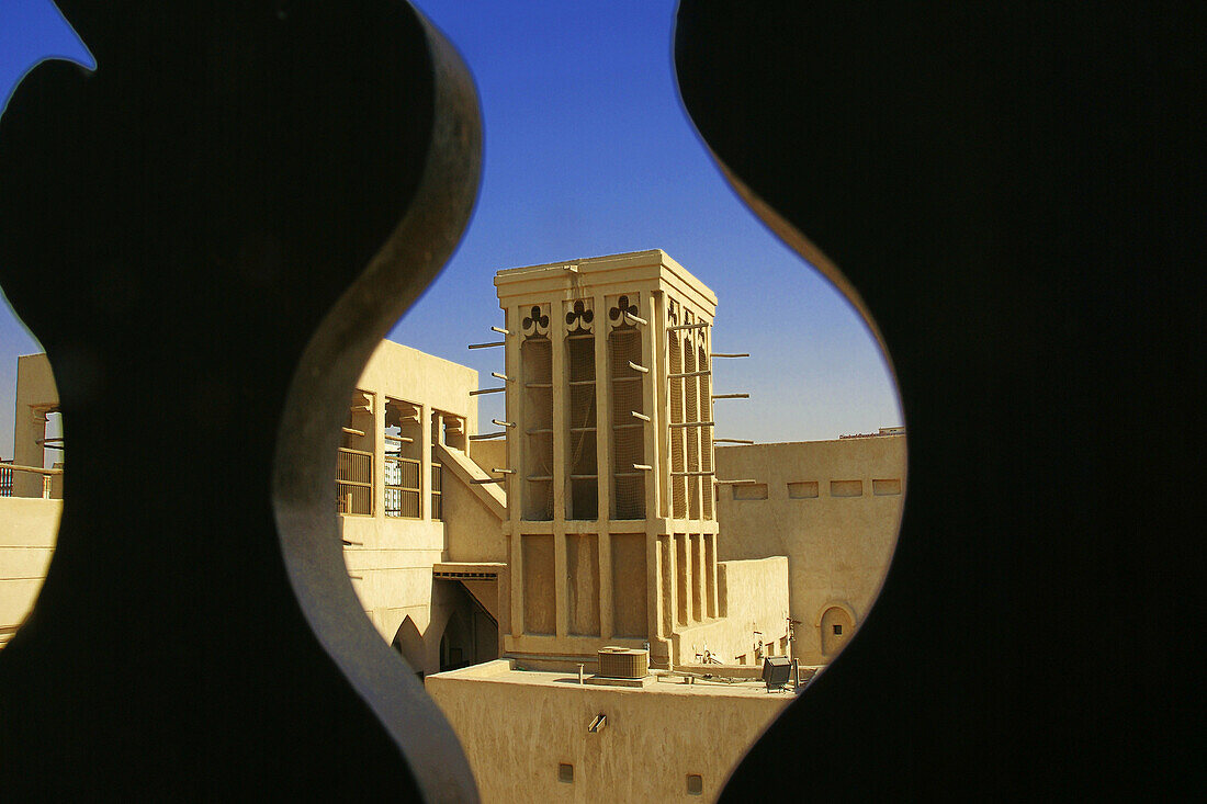 Wind tower used as refrigeration tower at Sheikh Saeed Al Maktoum Palace in the Heritage Area, Dubai, UAE  United Arab Emirates)