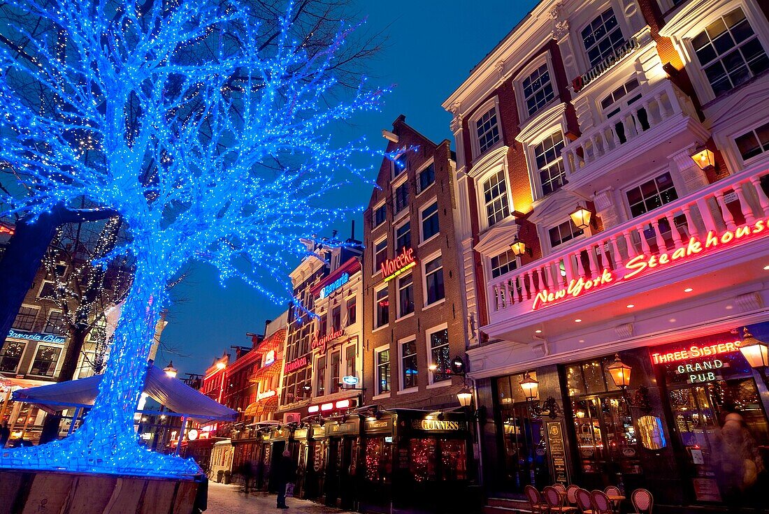 Leidseplein at Christmas in snow