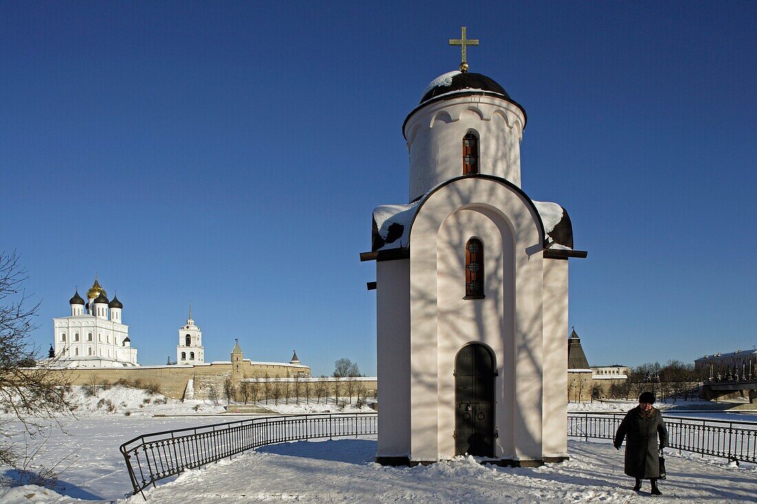 Russia,Pskov,Kremlin,Velikaia River,St Olga Chapel,Holy Trinity Cathedral,1699