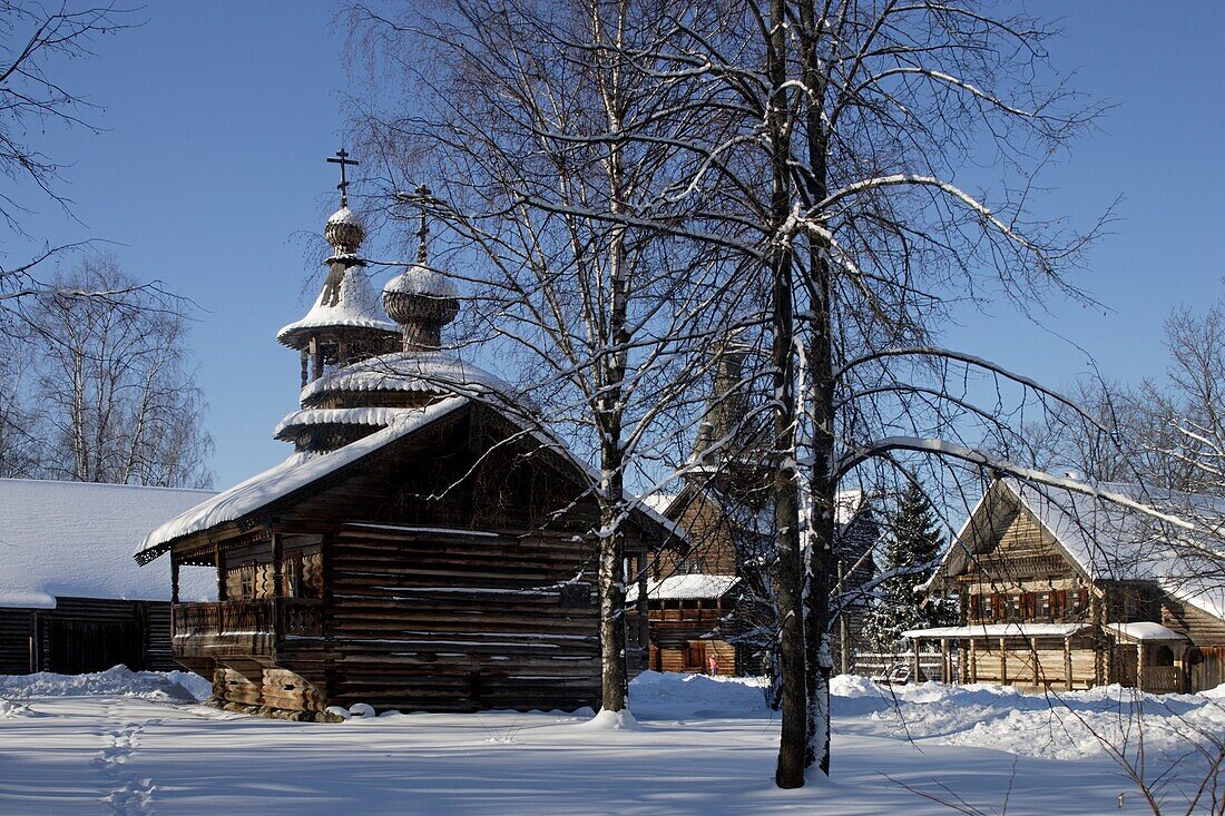 Russia,Novgorod-the-Great Region,Vitoslavlitsy,Museum of Wooden Architecture, Open Air Ethnographic Museum,Chapel from Kashira,a village in the Krestsy District,18th century