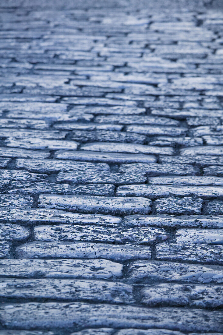 China, Yunnan Province, Lijiang, Old Town, pedestrain zone paving stone detail