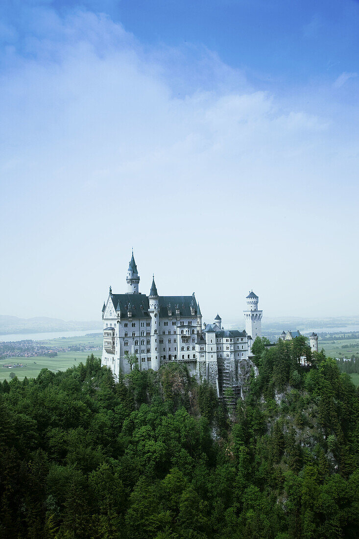 Neuschwanstein Castle from Marienbrucke bridge, Schwangau, Deutsche Alpenstrasse, Bavaria, Germany