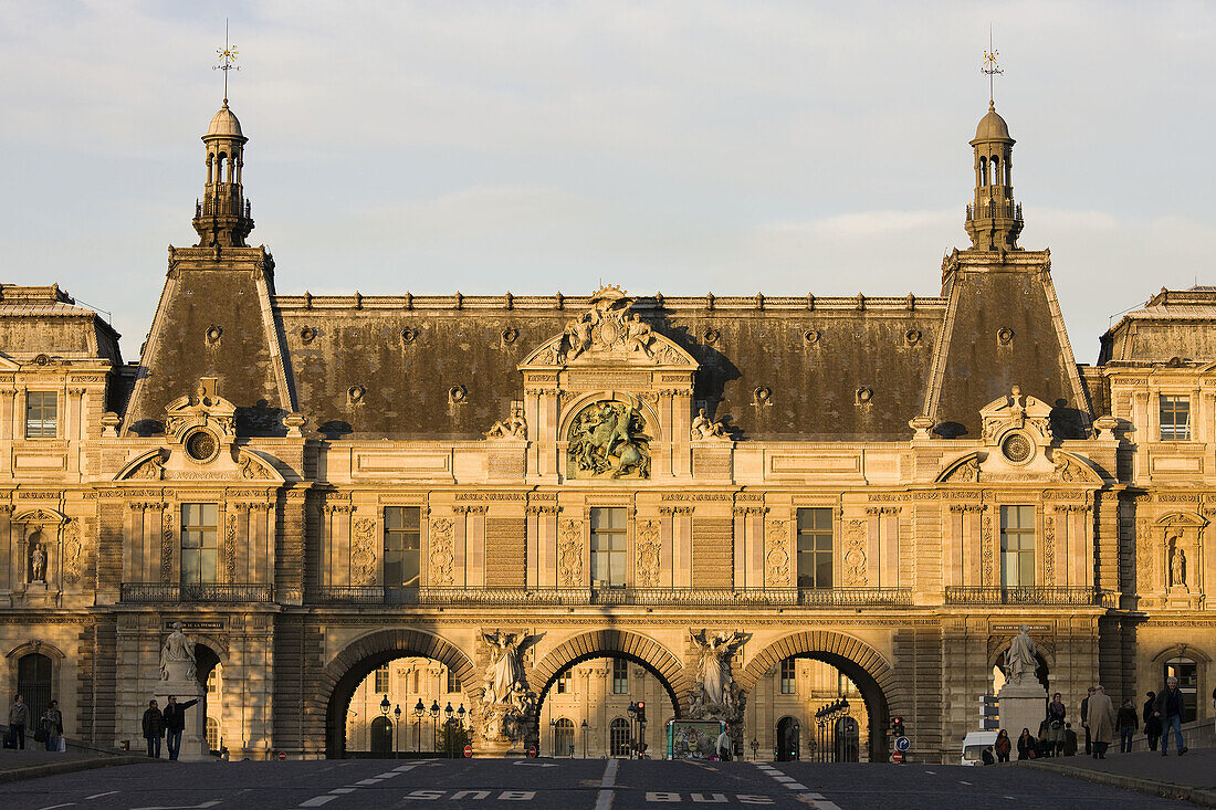 Louvre Museum, Carrousel entrance at sunset, Paris, France