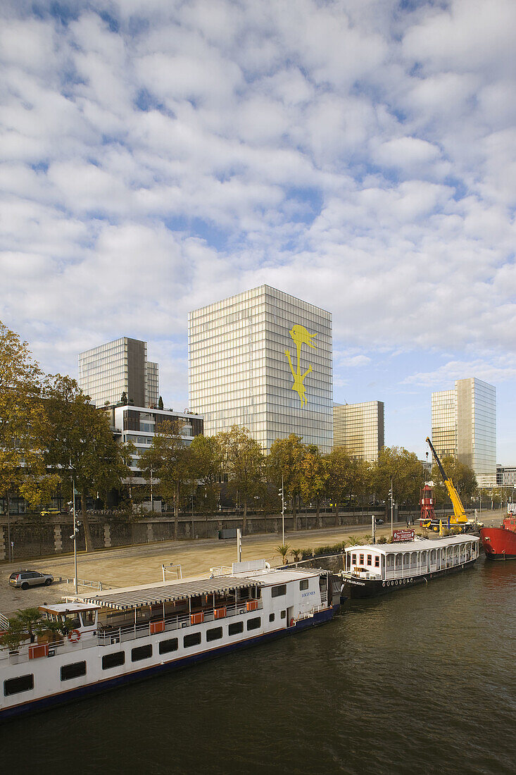 Francois Mitterand National Library of France and the Port de la Gare in the morning, Paris, France