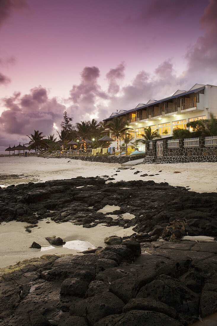 Blue Lagoon Beach Hotel at dusk, Blue Bay, Southern Mauritius, Mauritius