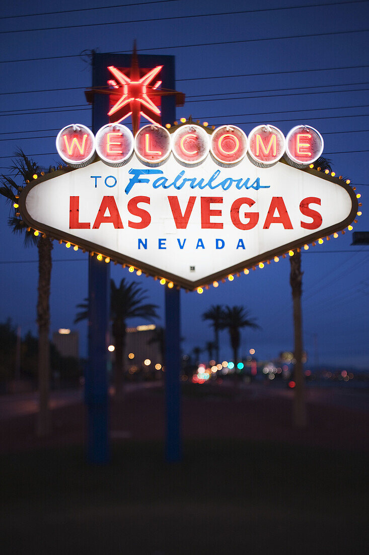 Welcome to Fabulous Las Vegas Sign defocussed, Las Vegas, Nevada, USA