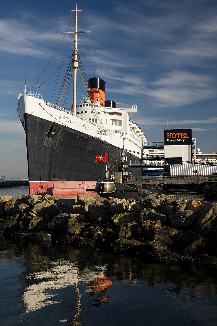 Queen Mary ocean liner museum and Russian submarine Scorpion, Long Beach, California, USA