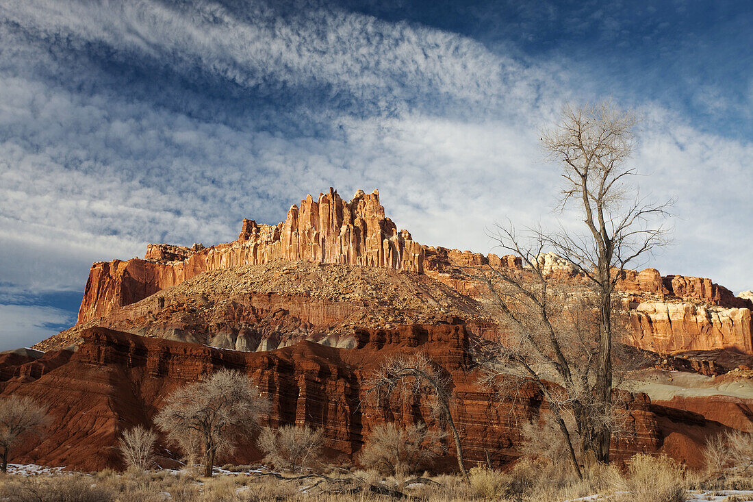 The Castle in winter, Capitol Reef National Park, Torrey, Utah, USA