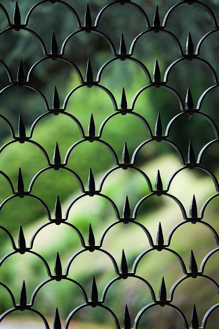 Italy, Lombardy, Lakes Region, Lake Como, Brunate, villa fence detail