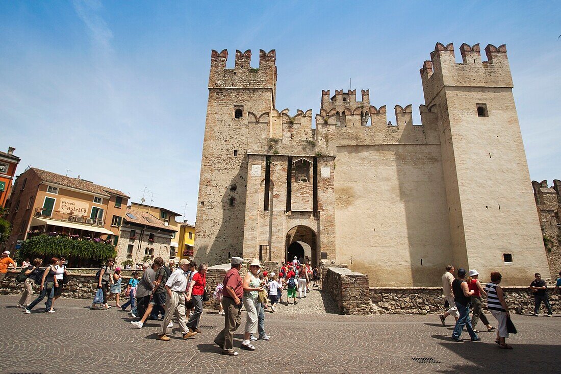 Italy, Lombardy, Lake District, Lake Garda, Sirmione, Castello Scaligero, b 1250