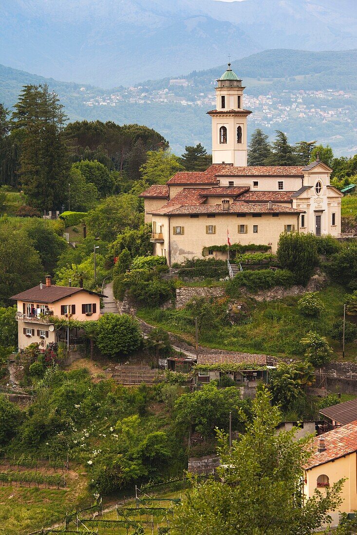 Switzerland, Ticino, Lake Lugano, Carabbia, town church