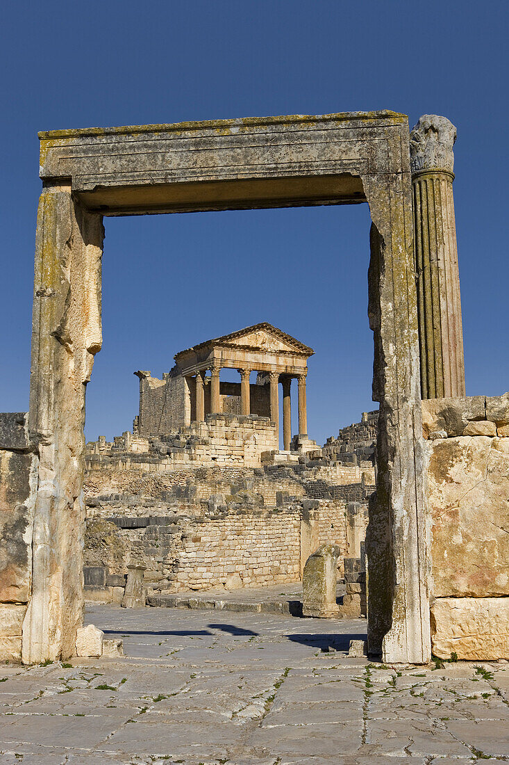 Capitol and temple of Mercury, Roman ruins of Dougga, Tunisia  December 2008)