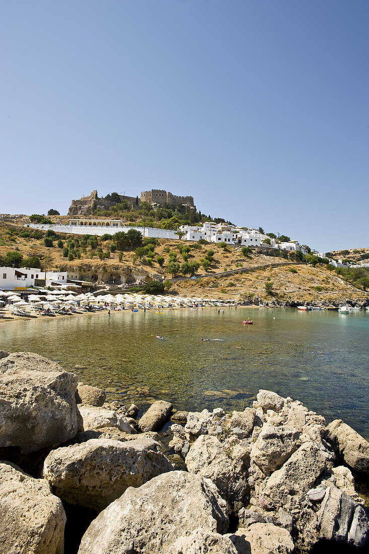 Lindos beach, Rhodes. Dodecanese islands, Greece