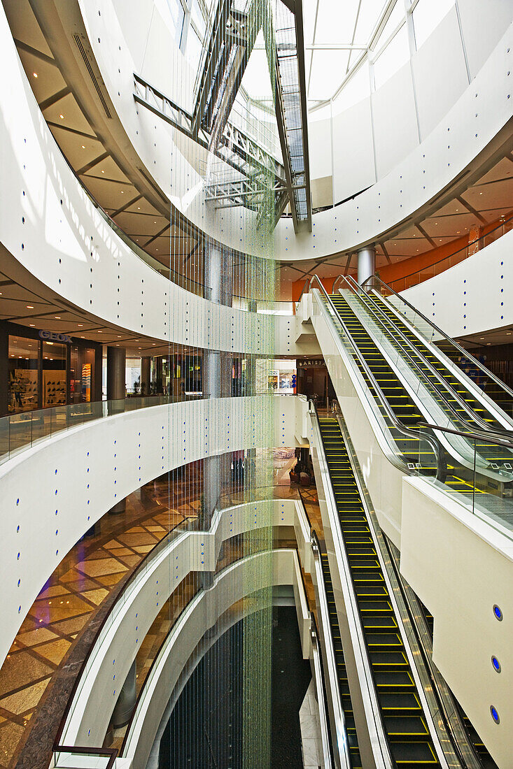 Escalators in Dubai Festival City shopping mall, Dubai, United Arab Emirates