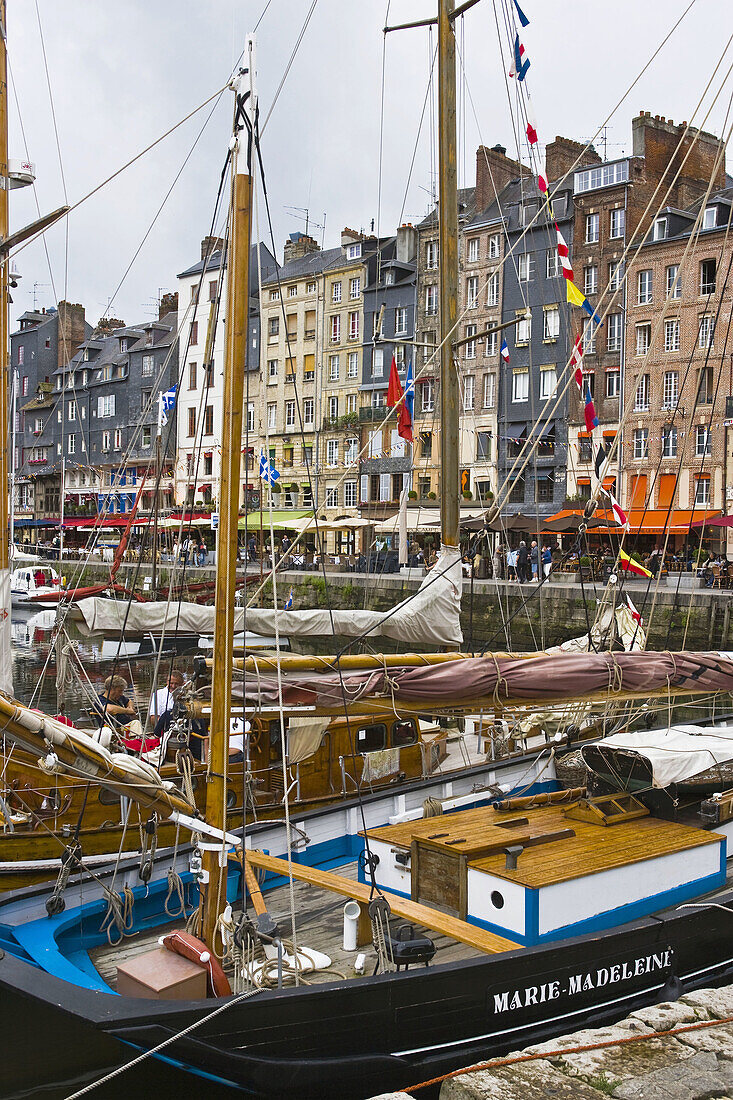 View of the Vieux Bassin  Old Port), Honfleur. Calvados, Basse-Normandie, France