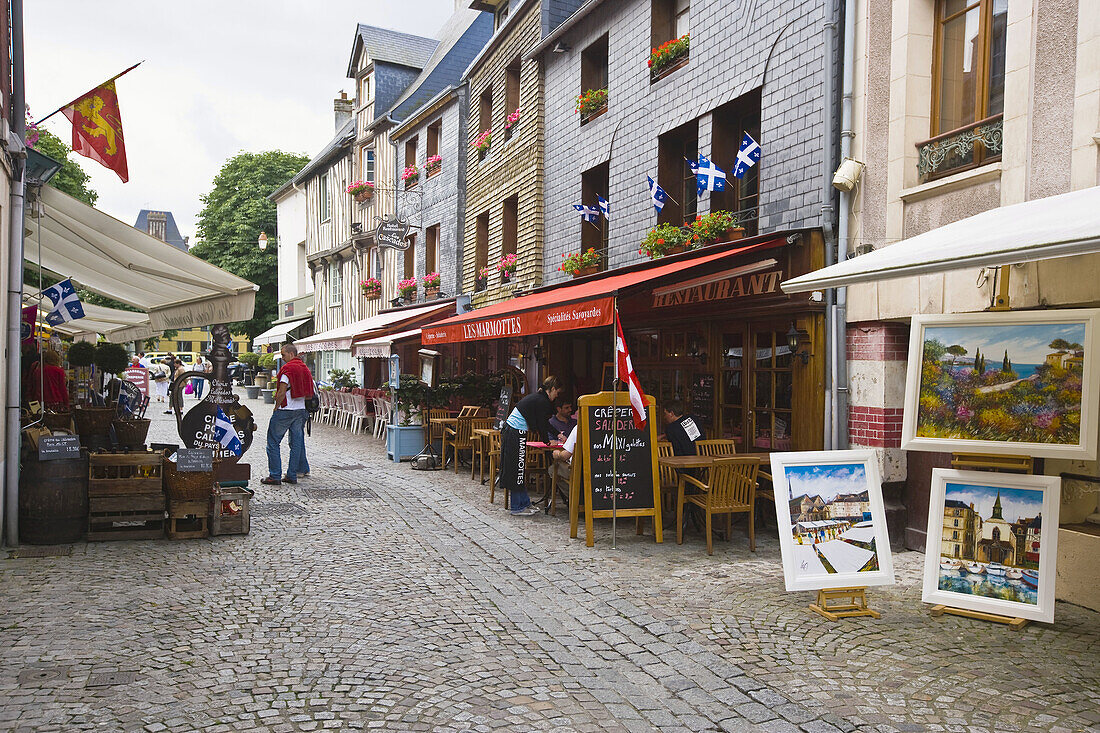View of the Rue  street) de la Ville, Honfleur. Calvados, Basse-Normandie, France