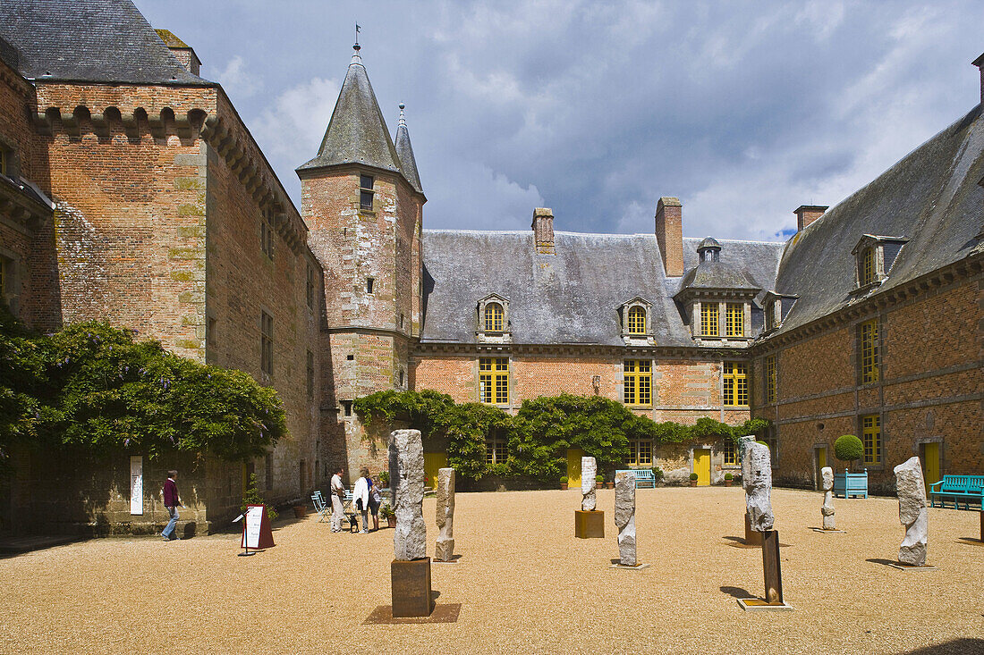 Castle of Carrouges courtyard, Normandie-Maine Regional Natural Park. Orne, Basse-Normandie, France