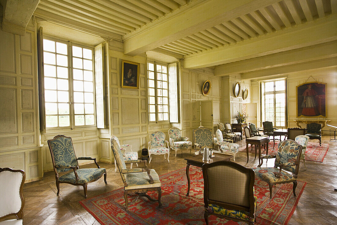 Room in the Castle of Carrouges, Normandie-Maine Regional Natural Park. Orne, Basse-Normandie, France