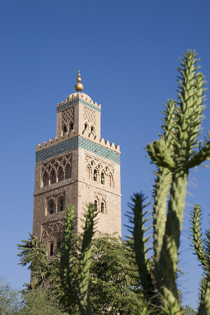 Minaret of Koutoubia Mosque, landmark of Marrakech, Morocco