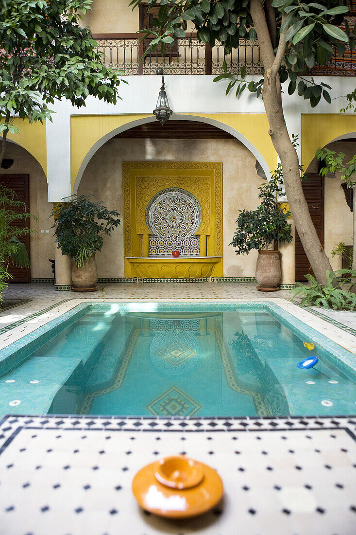 Patio with a pool of a Riad in Marrakech, Morocco