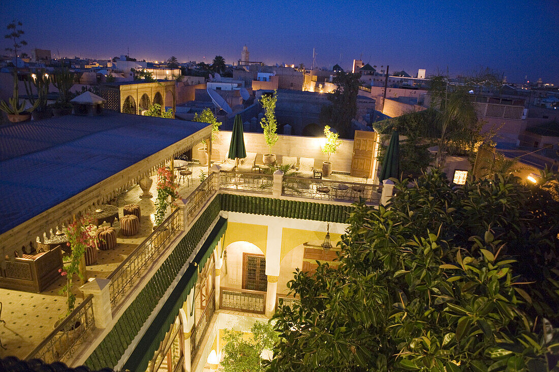 Roof top terrace of a Riad in Marrakech, Morocco