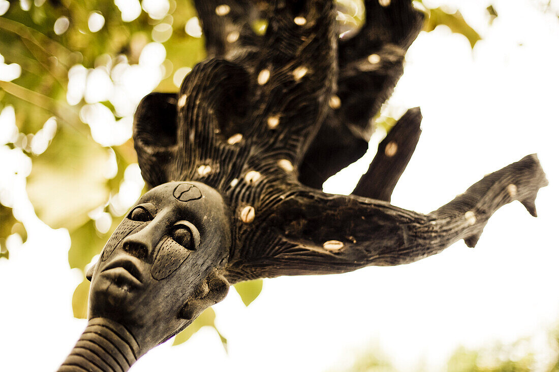 Wooden figure with cauri-shells, Abomey, Benin