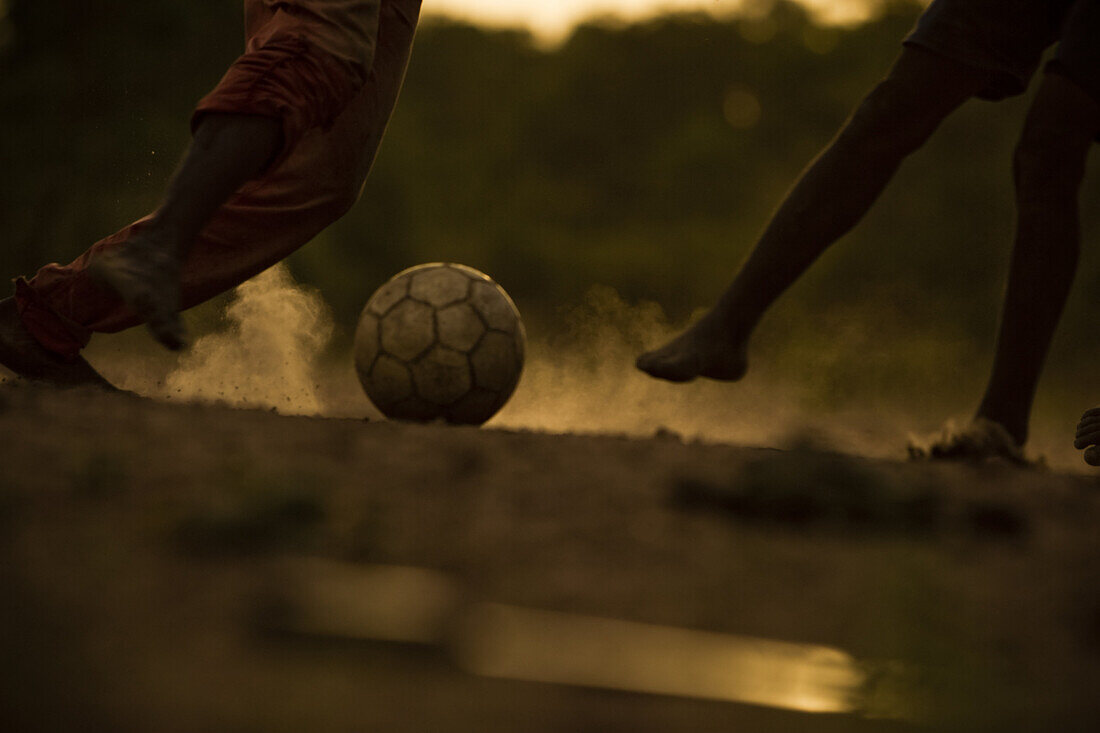 Soccer match bare-footed, near Kara, Togo