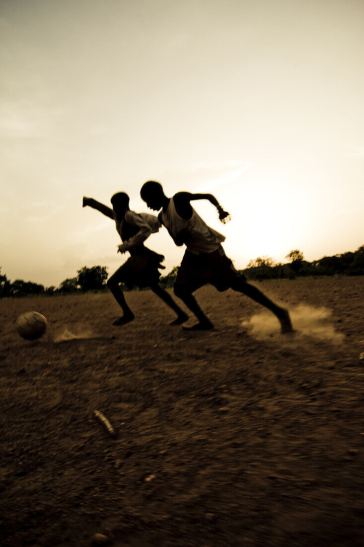 Soccer match bare-footed, near Kara, Togo