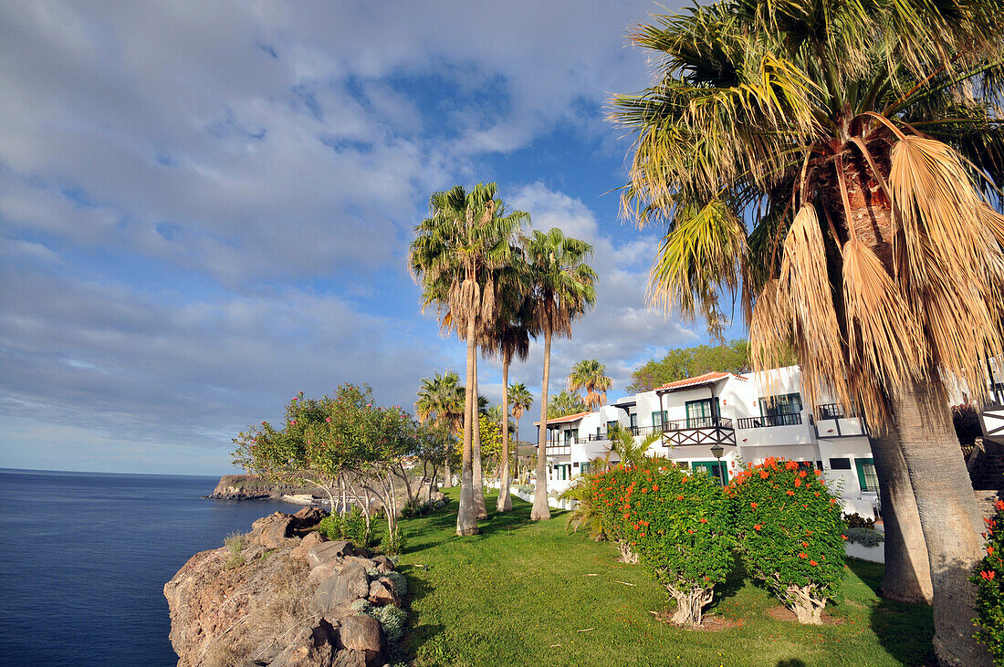 View at Hotel Jardin Tecina on the waterfront, Playa de Santiago, southcoast of Gomera, Canary Isles, Spain, Europe