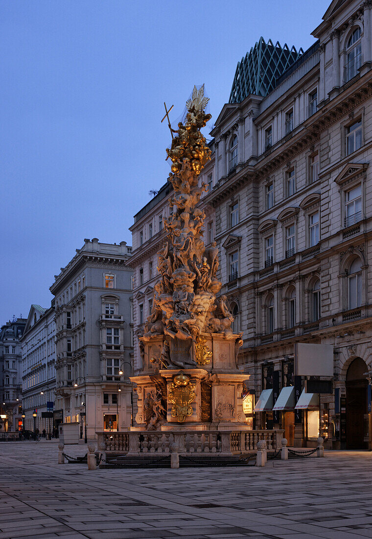 Plague Column in the evening light, Graben, Vienna, Austria