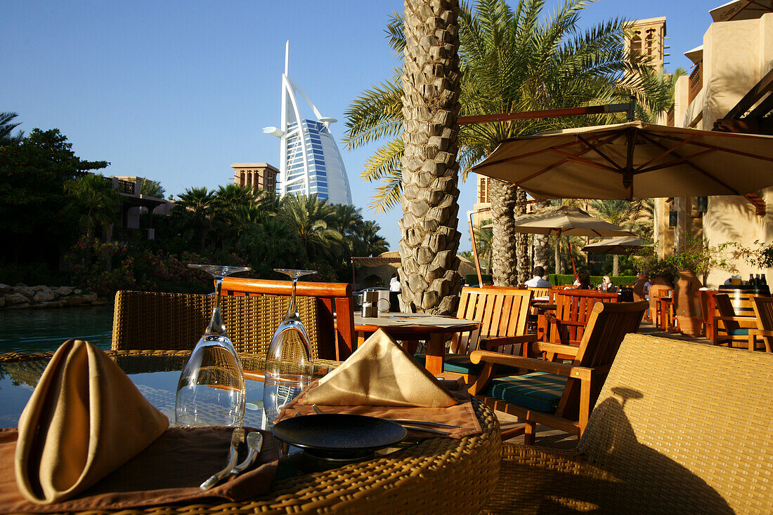 Restaurant in der Madinat Jumeirah, Burj Dubai, Dubai, VAE, Vereinigte Arabische Emirate, Vorderasien, Asien