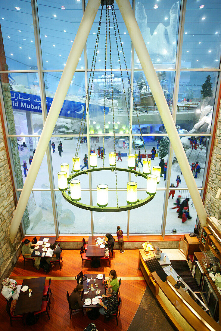 View at the indoor ski resort Ski Dubai at the Mall Of The Emirates, Shopping Mall, Dubai, UAE, United Arab Emirates, Middle East, Asia