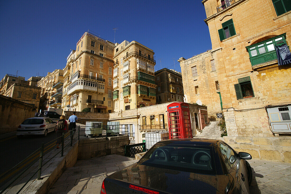 Houses under blue sky, City of Valletta, Malta, Europe