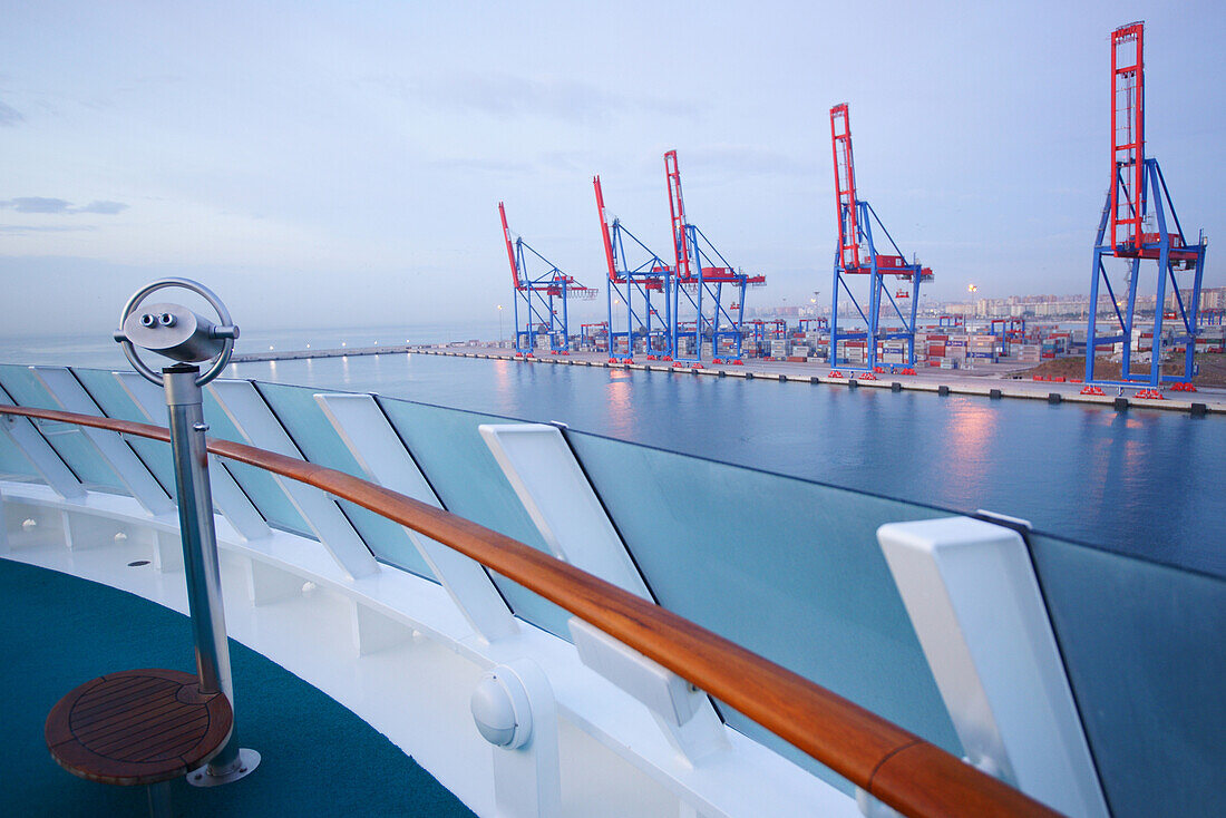 AIDA Cruiser at the Port of Malaga in the evening, Malaga, Spain, Europe