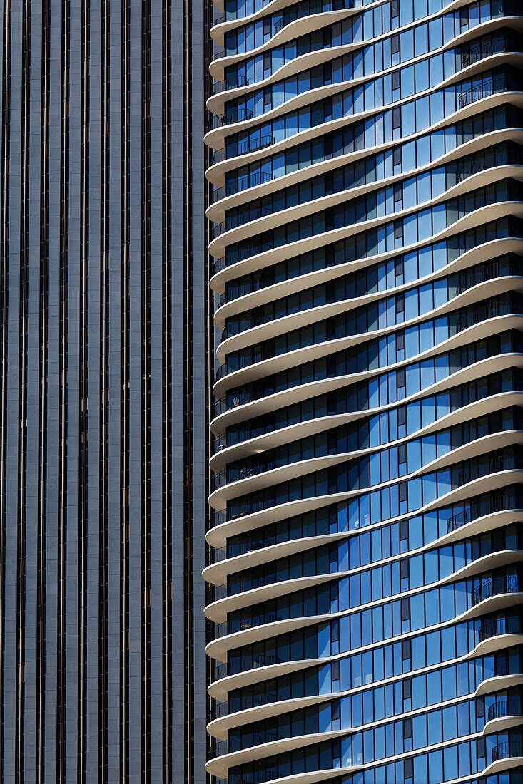 Facade of the Aqua Building by Studio Gang Architects, Chicago, Illinois, USA