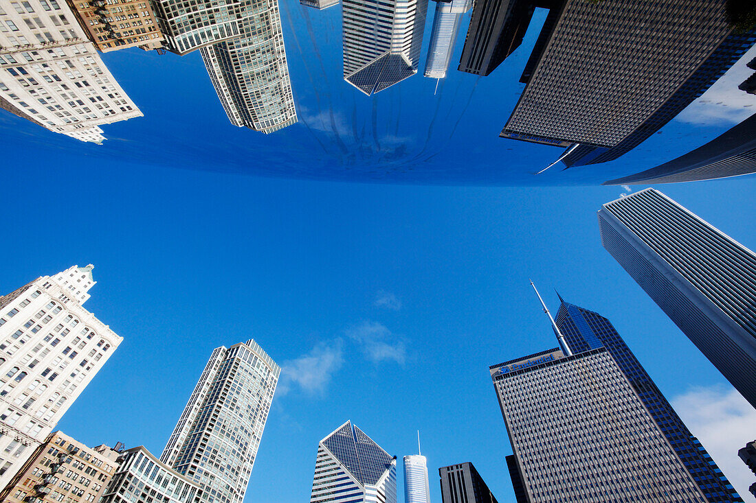 Cloud Gate von Anish Kapoor, Millenium Park, Chicago, Illinois, USA