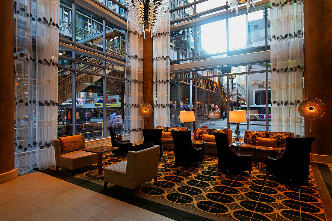 Lobby of the The Wit Hotel, Chicago, Illinois, USA