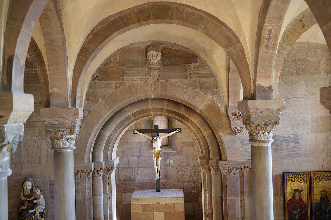 Imperial chapel with a crucifix by Veit Stoß, Imperial castle, Nuremberg, Franconia, Bavaria, Germany