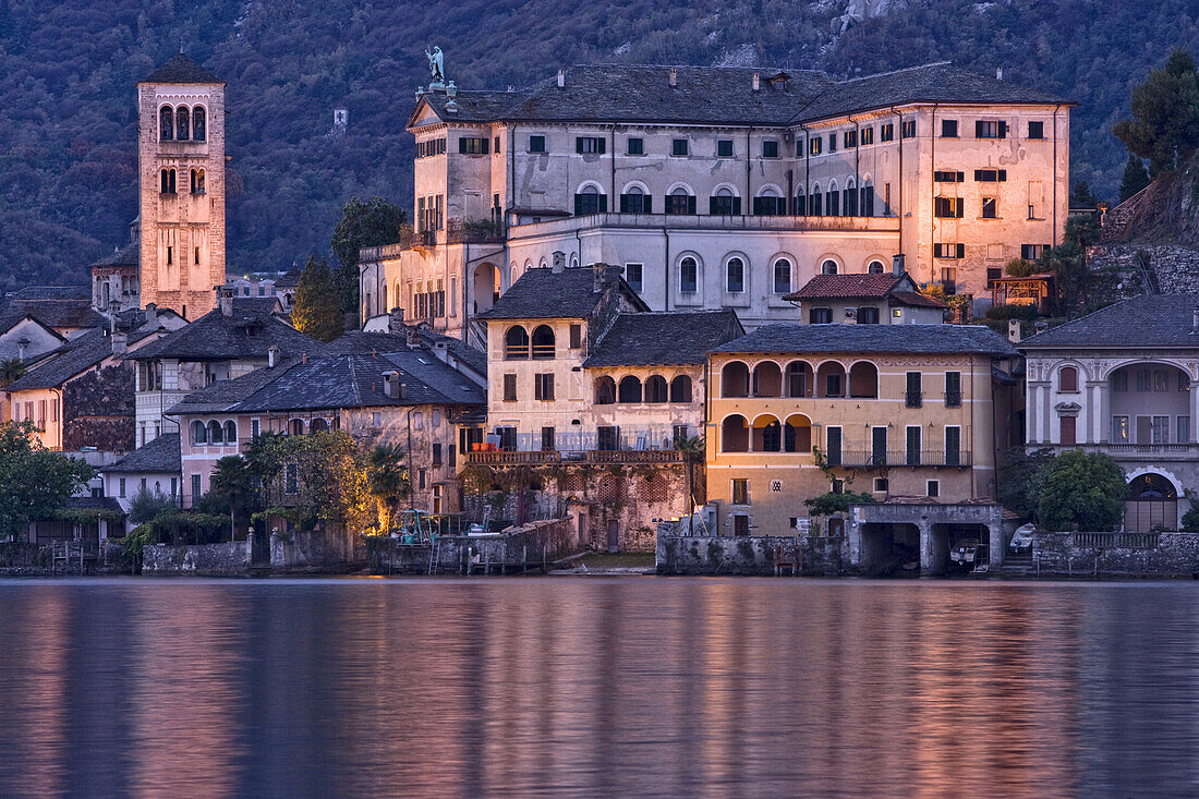 Isola San Giulio and Basilica di S.Giulio, Lake Orta, Piedmont, Italy