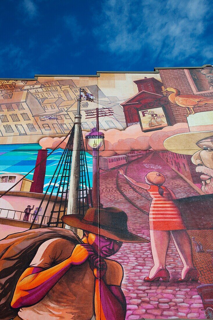 USA, Maryland, Baltimore, Fells Point, wall mural